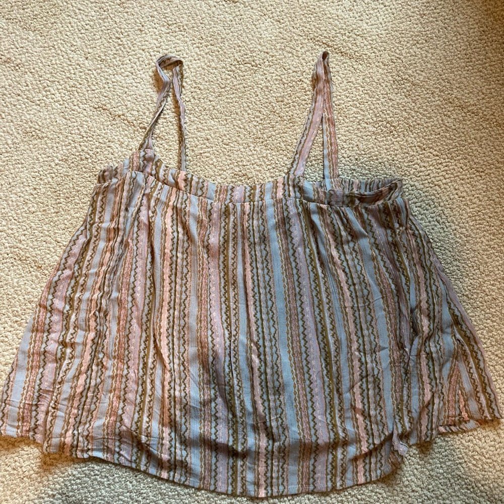 Carly Jean Los Angeles Striped Pink, Green & White Tank Top